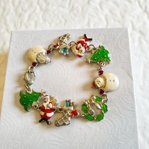 Festive Holiday Charm Bracelet with Green and Red Accents